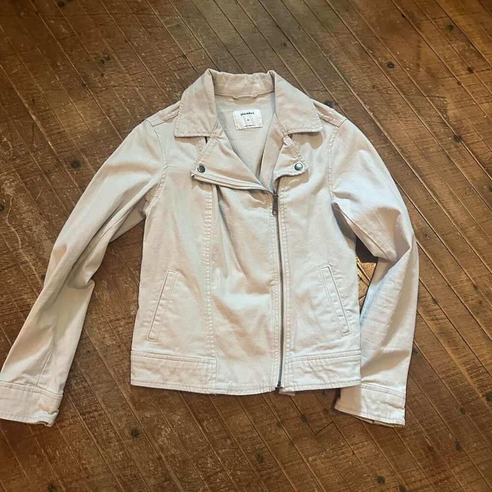American Eagle cream fitted classic moto XS jacket